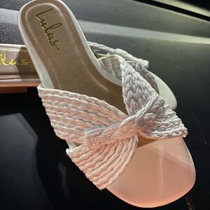 Lulu's White Braided Slide Sandals